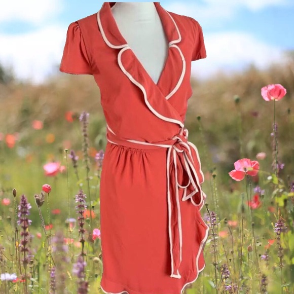 Modcloth Dresses & Skirts - ModCloth “RARE” 🦋 Coral Wrap Dress